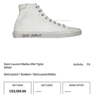 Saint Laurent Malibu Mid-Top Sneakers – White Canvas